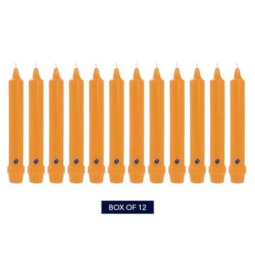 Image of Colonial Candle Unscented Taper Candle, Classic Collection, Caramel, 8 in, Pack of 12 - Up to 6 Hours Burn