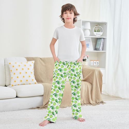 Boys' Pants Green Lemon Fruit Long Bottoms Jogger Pants Elastic Waist Trousers with Pockets S-XL3