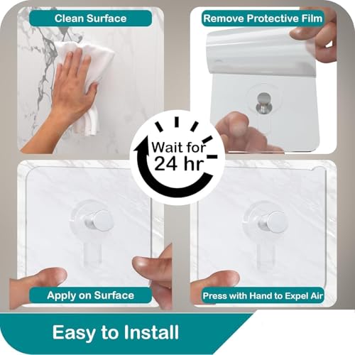 Image of Photo Frame Hooks for Wall, 9 Pieces, Self Adhesive Heavy Duty Hooks, No Drilling Required, Transparent