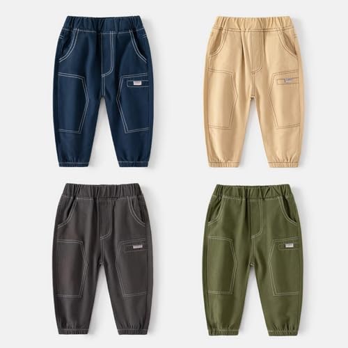 Toddler Boy Stretch Pull on Jogger Pants Boys Cargo Joggers Pants Kids Elastic Waist Casual Trousers Sweatpants3