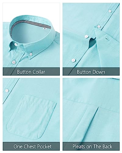Image of J.VER Men's Oxford Shirt Solid Casual Button Down Collar Shirts Long Sleeve Dress Shirts with Pocket