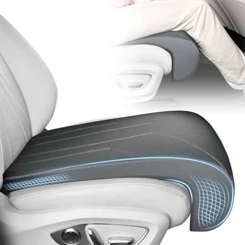 Image of FLORICH Car Seat Extender Leg Extender Support Cushion for Driver Seats Office Chair, Leather Carseat Leg Support for Long Drivers Universal Car Seat Cushion Legs Rest Pads-Grey