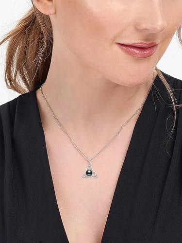 Tahitian Black Classic Necklace For Women 925 Sterling Silver Black Preal Pendant Classic Jewelry Gift For Wife Mom Girlfriend Christmas, Valentine's Day, Mother's Day Gift Jewelry4