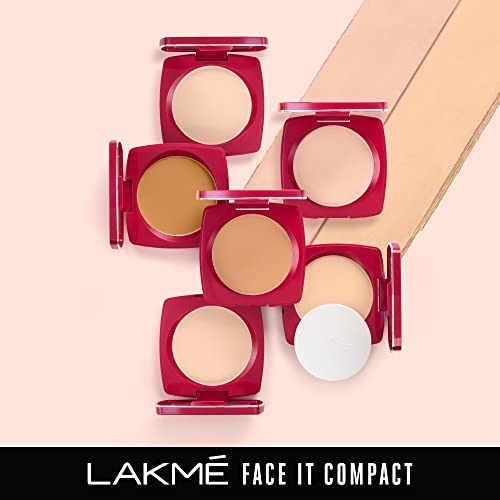 Image of Lakme Forever Matte Compact, Smooth Finish, Lightweight Compact Powder That Lasts for 12 HrsFor A Natural Even Toned Look, Natural Beige, 9g (Pack of 3)