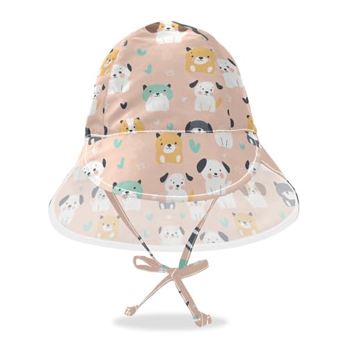 Cute Cartoon Dogs Simple Kids Beach Hat Toddler Boy Bucket Hat Toddler Girl UV Protection Neck Flap Beach Essentials