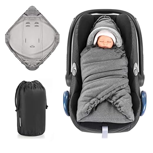 Zamboo Manta arrullo Bebe Grupo 0 - Saco capazo Bebe - Manta Envolvente Bebe Recien Nacido - Saco Cuco Acolchado con Forro Polar térmico, Capucha y Bolsa - Gris Jaspeado