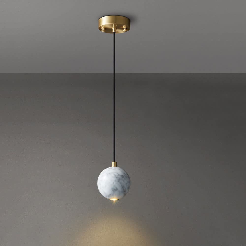 ASerZenith Bedside Small Chandelier丨Full Copper Marble Lamp Luxury Round Ball Ceiling Light Fixture Light Fixtures, Led Ball Chandelier,Chandelier Lamps,White
