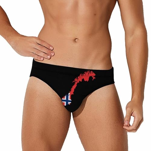 Norway Map Flag Mens Swim Briefs Sexy Bikini Swimwear Bathing Suits Trunks