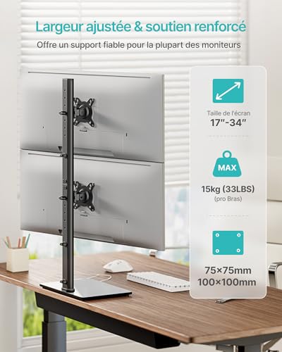 Support vertical double écran PEGZONE pour moniteurs de 17 à 34 pouces - 2