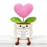 Aurasky Corazón de Ganchillo con Maceta Sonriente – Tarjeta «Vida Mejor con una Madre» – Regalo Emocional para Mamá en Cumpleaños, Día de la Madre o Sorpresa Diaria – Decoración Positiva