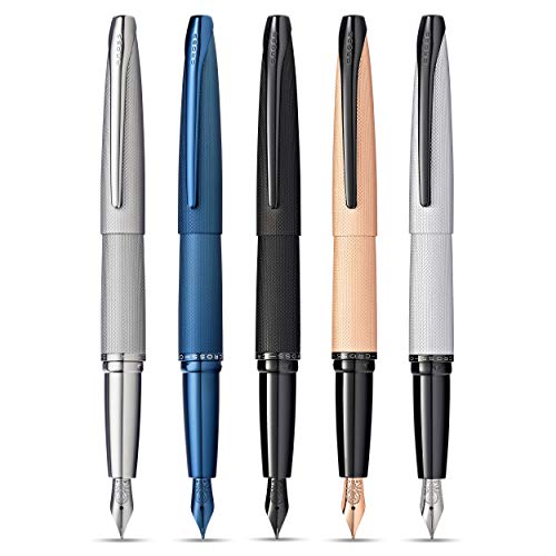 Cross Atx Brushed Metallic Refillable Fountain Pen, Medium Nib, Includes Premium Gift Box - Brushed Chrome #TOP3