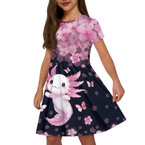 Image of Short Sleeve Dress for Girls with Pockets Cute Toddler Girl Clothes Summer 2-12