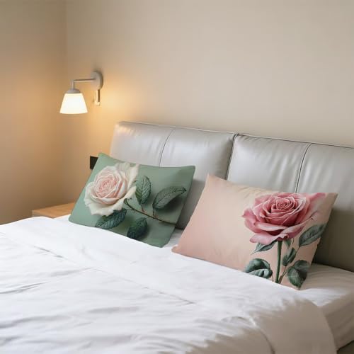 Housse de coussin 40 x 70 cm lot de 2 imperméable rose