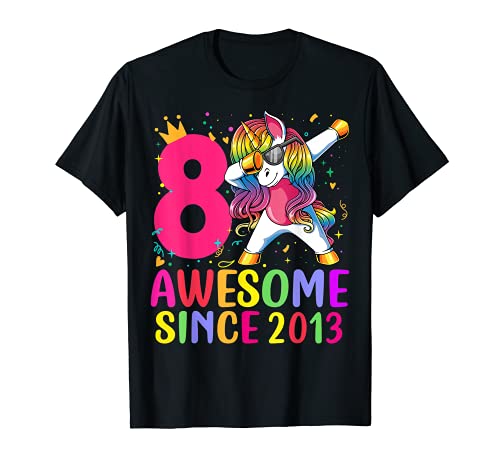 8 años unicornio Dabbing 8th Birthday Girl Unicorn Party Camiseta