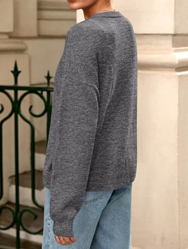 PRETTYGARDEN Fall Long Sleeve Cardigans for Women Trendy 2025 Lightweight Button Down Crewneck Loose Knit Sweater Clothes4