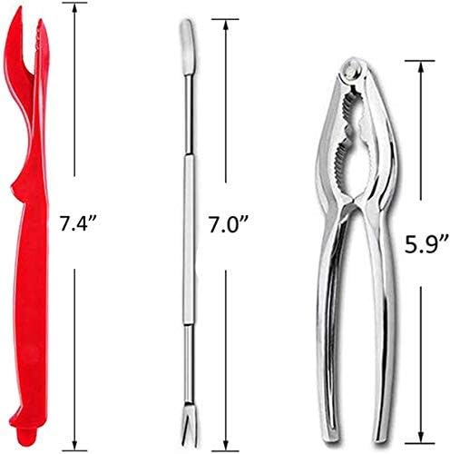Crab Crackers and Tools Seafood Lobster Cracker Leg Tools Set Including 4 Forks,4 Crab Crackers and 4 Lobster Shellers and Bag for 4 People…