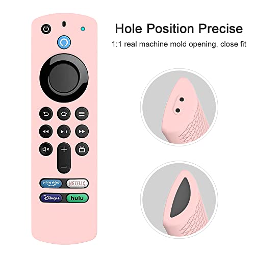 Image of Silicone Case Compatible with Fire TV Stick 3rd Gen 2021 Remote Full Wrap with Lanyard, Compatible with Fire TV Stick Remote Cover (Only Silicon Cover Included) - Pink Style 2