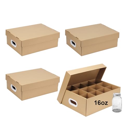 DIICCYO 4 Pcs 16 oz Cardboard Mason Jar Storage Box 16.8 x 12.4 x 6 Inch