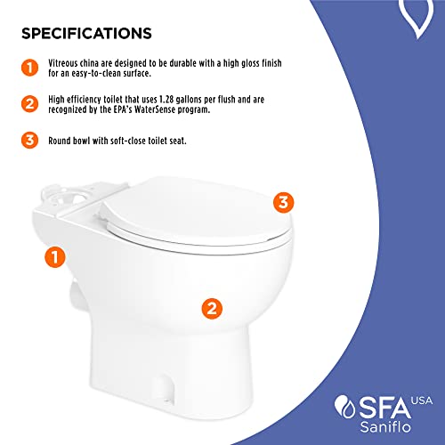 Bol redondo Saniflo 083 para inodoro de porcelana blanca con salida vertical 6