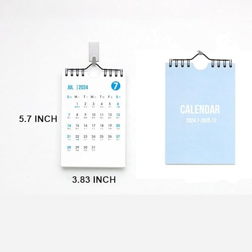 Mini calendário de parede 2024-2025, calendário de parede pequeno, julho de 2024 a dezembro. Calendá