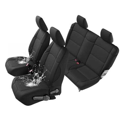 Image of GIANT PANDA Neoprene Seat Covers for Jeep Wrangler JL 2-Door (2018-2026), Neoprene Waterproof Seat Covers, Foam Padded for Full Set, Front & Rear Seat Covers (Black)