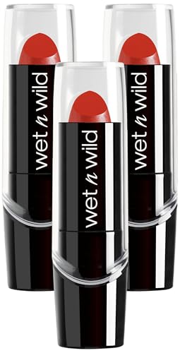 Image of wet n wild Silk Finish Lipstick, Cherry Frost Red | Hydrating Formula | Rich Buildable Color | Pack of 3