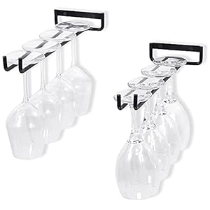 EACHPT Wijnglashouder 2 stuks smeedijzeren glashouder geschikt voor 4 glazen wijnglasrek onder de wijnkast wandmontage…