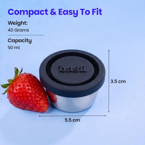 Image of Basil Stainless Steel 1 Compartment Sauce & Chutney Container 50ml