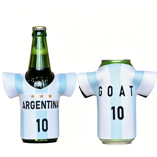 Jersey Can Cooler Set,12oz Slim Beer Can Cooler Sleeves,Sleeve for Beer and More,Gift for the fans for City(2-Pack Argentina10 GOAT)