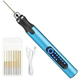 Ainiv Mini Trapano Elettrico a 3 Velocità, Utensile Rotante Multifunzione con 10 Piccoli Trapani, Trapano a Batteria Ricarica USB, per Progetti Artigianali e Creazioni Fai da Te, Blu