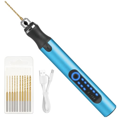 Ainiv 3 Velocidades Mini Amoladora Taladro Eléctrica con 10 Brocas Pequeñas Carga USB Taladro Microtaladro