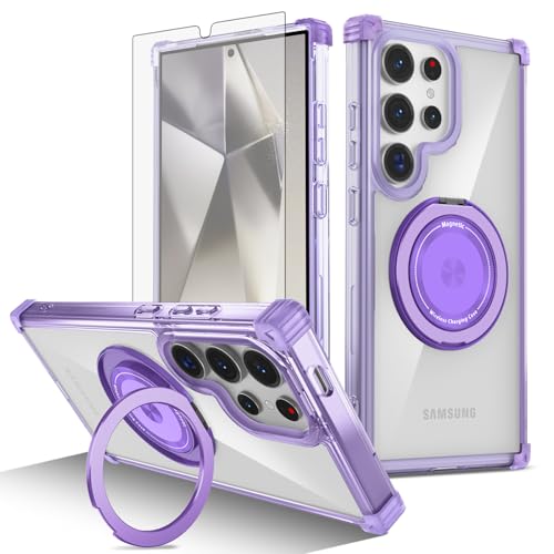 Coque Samsung S24 Ultra 5G transparente violette avec verre trempé