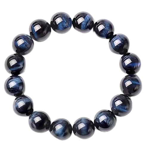 Bracelet œil de tigre bleu de 12mm le cadeau idéal en pierre de faucon naturelle