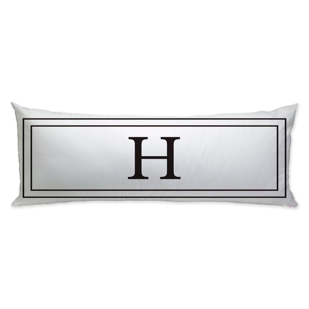 GUGLILI Initial Letter Monogram H Body Pillow Cover Case English Alphabet Stripe Long Body Cushion Case Pillowcase for Bed Couch Sofa Decoration