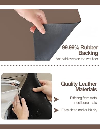 Image of Dish Drying Mat for Kitchen Counter, Pad with Rubber Backed (Brown,17x31.5) | Hide Stain Anti Absorbent for Kitchen Counter, Non-slip Drying Mat for Coffee Machine Dish Rack