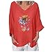 Top Blouse for Women Cotton Flower Pattern Outdoor Fashion T-Shirt Causal Blouse Simili Cuir