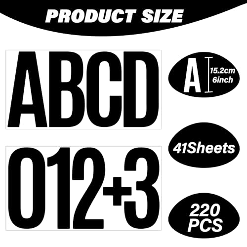 220 PCS 41 Sheets Letter Stickers, Bulletin Board Letters (Black, 6 Inch) by Metsyth - Used condition - Image 3
