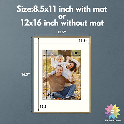 Mat Board Center, Set Of 3, 12X16 Aluminum Metal Picture Frames - Wall Display - For Art, Prints, Photos, Prints And More (Gold, 12X16) #TOP1