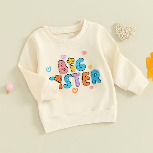 Baby Girl Sister Matching Outfit Letter Embroidery Long Sleeve Sweatshirt Romper Toddler Cute Fall Clothes2
