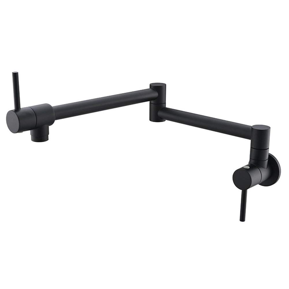 Grifo para llenar ollas de latón negro macizo de diseño contemporáneo y pared