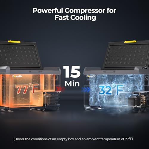 Image of BougeRV 12 Volt Car Refrigerator, CRS 42 Quart Portable Fridge Freezer with APP Control, -4℉ to 68℉ Compressor Electric Cooler 12 /24V DC 110~240 Volt AC for Truck Van RV Camping Road Trip