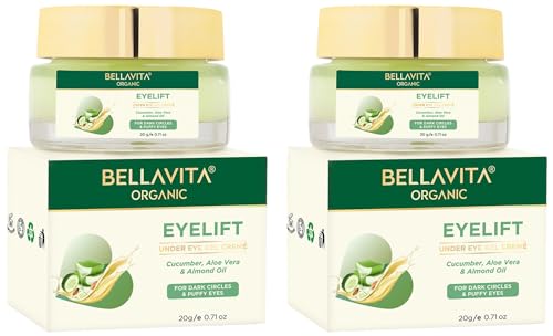 Image of Bella Vita Organic EyeLift Hydrating Natural Under Eye Cream Gel for Dark Circles, Puffy Eyes, Wrinkles & Removal of Fine Lines for Women & Men, 20 gm (Pack of 2)