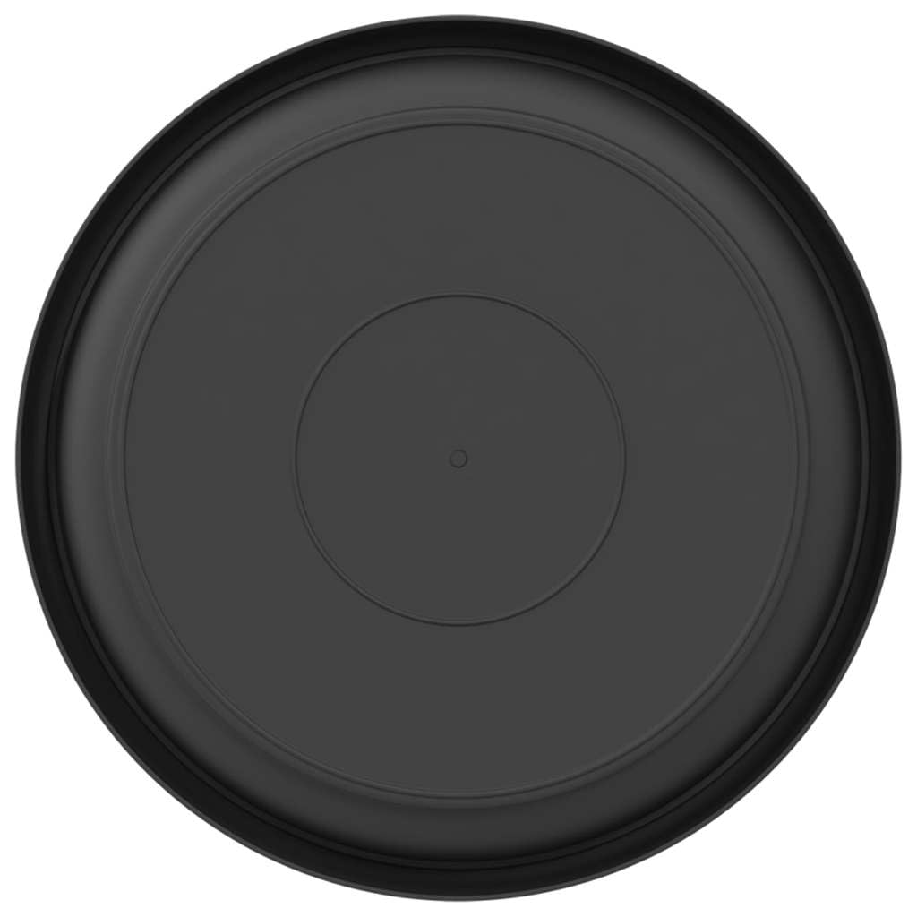 Placas redondas de plástico negro, 24 unidades, diámetro de 21,5 x 2,5 cm, para balcón, terraza, jardín, interior y exterior, con borde enrollado y uso versátil