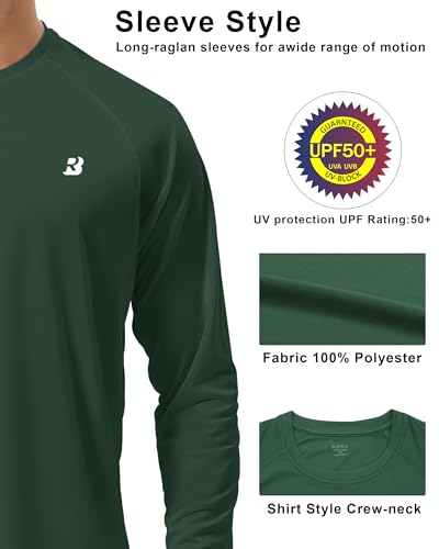 Image of Roadbox Mens UPF 50+ UV Sun Protection Shirts Outdoor Long Sleeve SPF Rash Guard for Fishing Hiking Swimming Running