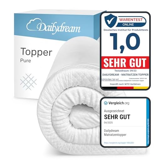 Amazon Basics - Matratzenauflage aus Luft-Memory-Schaumstoff mit 7 Zonen - 135 x 190 cm 8 Dailydream Viscoelastische Matratzenauflage „Deluxe“ mit Memory Foam Effekt, 135x190x5cm