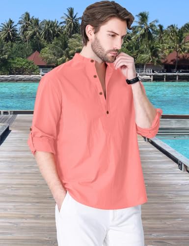 Image of Zombom Cotton Polyester Blend Solid Casual Regular Fit Mandarin /Chinese Collor Short Kurta Shirt for Men