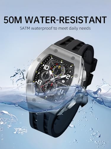 Image of Tsar Bomba Mens Watches Quartz Wristwatch for Men Waterproof 50M Analog Luxury Tonneau Chronograph Calendar Date Men's Dress Business Work Watch Gift for Men