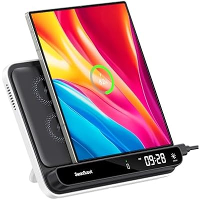 Wireless Charger Stand for Samsung Z Fold 6/Google Pixel 9 Pro Fold/9 Pro/XL, Foldable Wireless Charging Station for Galaxy Z Fold 6/5/4/3/2/1, Pixel 9 Pro Fold/Pixel Fold, Galaxy Buds, SwanScout 504F