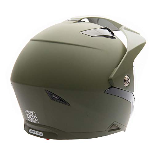 Mmg Helmet Dual Sport Off Road Motorcycle Dirt Bike Atv - Flipup Visor - Model 23 (Small, Green) #TOP3