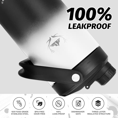 Image of NATURE PIONEOR Insulated Water Bottles with Strap - 64 oz Stainless Steel Vacuum Wide Mouth Bottle with Holder /Carrier /Sleeve - 18 /8 Food Grade 64oz Half Gallon Water Jug